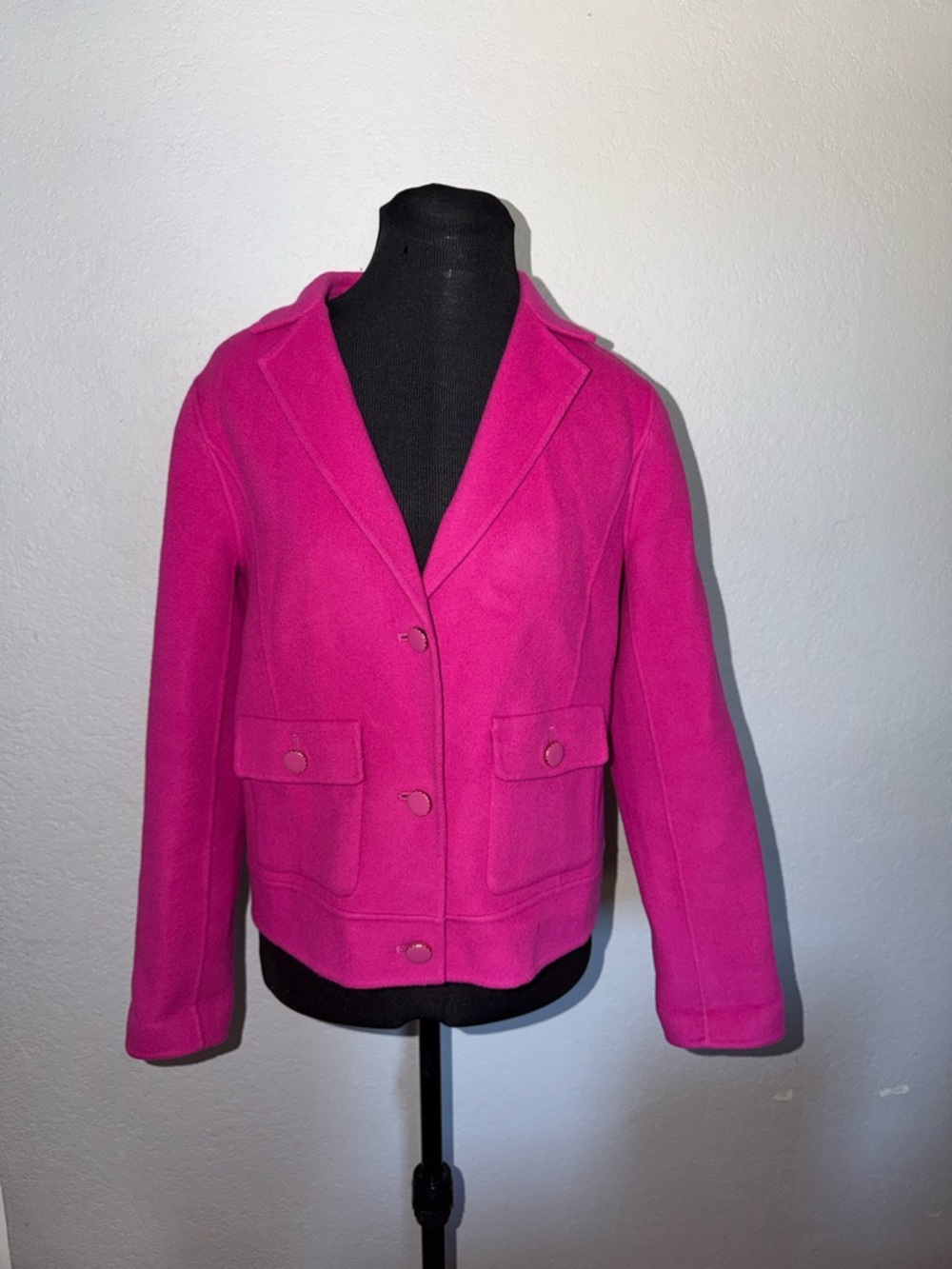 Talbots Coat Women's  6 Pink Wool Blend blazer  mid length bright rare unique